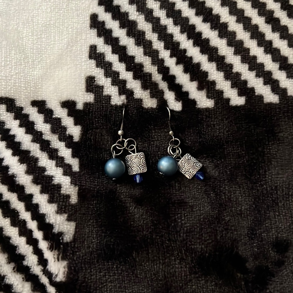 blue and silver earrings